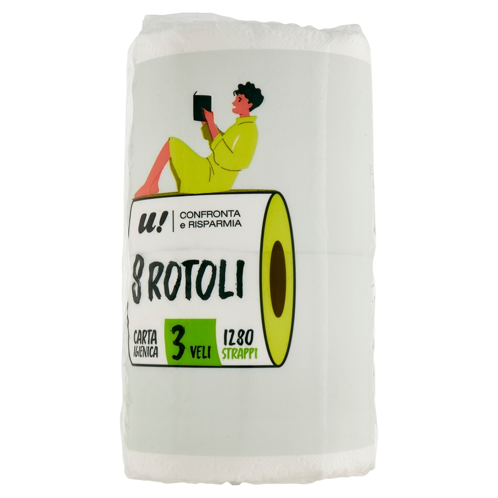 8 Rotoli Carta Igienica 3 Veli U! Confronta e Risparmia